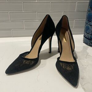 Classy Black Suede/Lace Heels